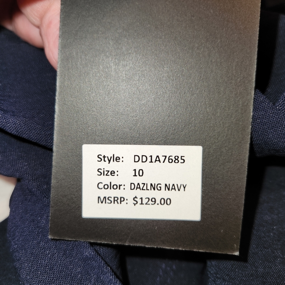 NWT DKNY Navy Blue Sleeveless Shirt Dress With Tie Size 10 Lightweight Flowy - Picture 8 of 14